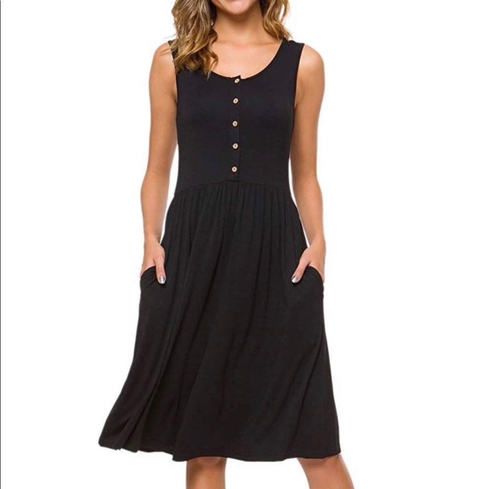 BLACK BUTTON FRONT DRESS - Nursing Friendly